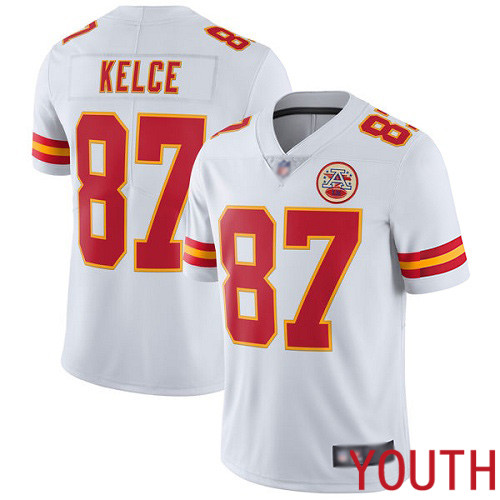 Youth Kansas City Chiefs #87 Kelce Travis White Vapor Untouchable Limited Player Football Nike NFL Jersey